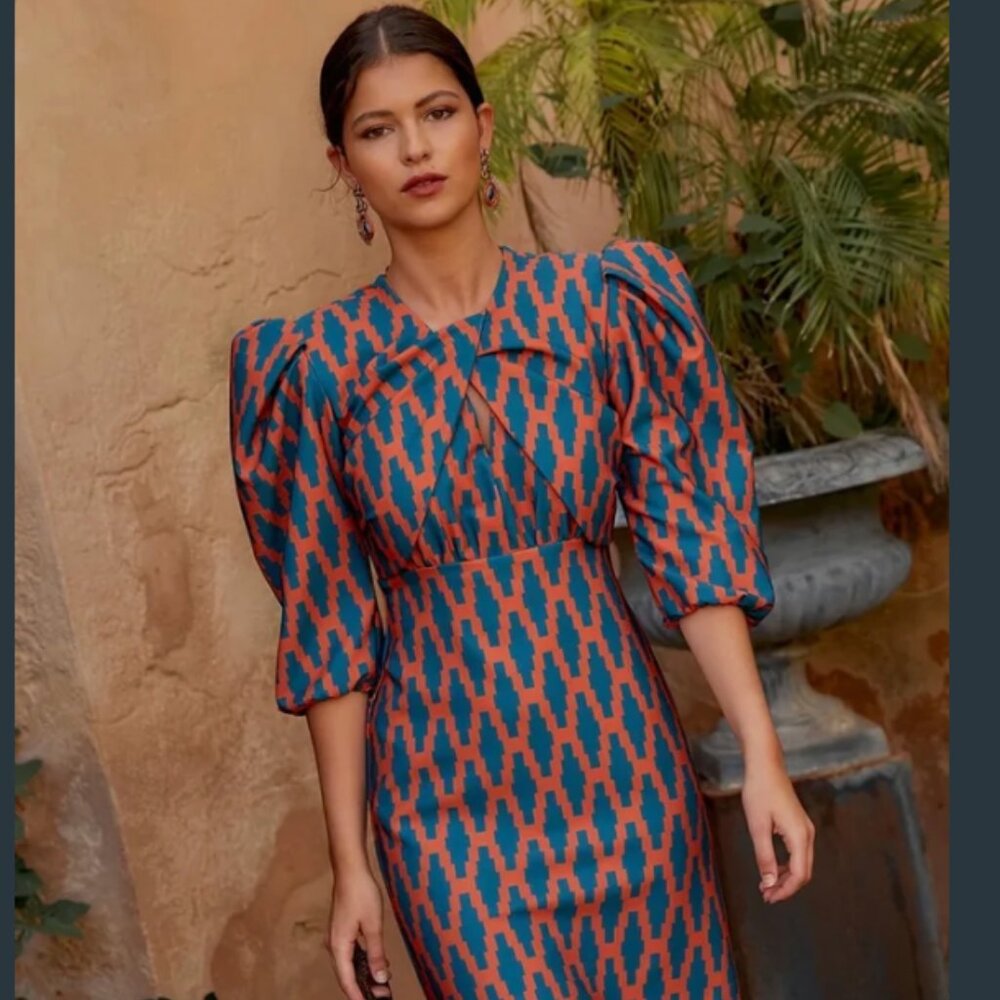 Cho Eka Wedding guest deep teal/blue- orange XXL Unworn · XXL / 44 / 16